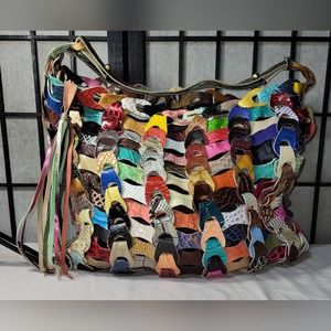 Jesslyn Blake for Anthropologie Multicolor Rainbow Harlow Leather Hobo Bag